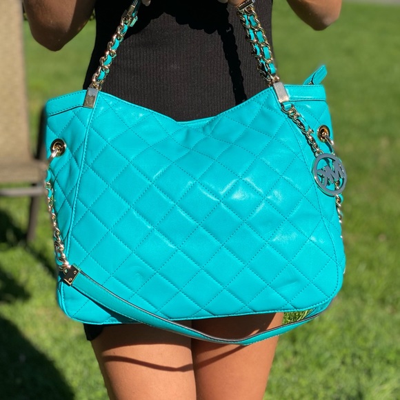 Michael Kors Handbags - Michael Kors Nappa Turquoise Quilted Shoulder Bag